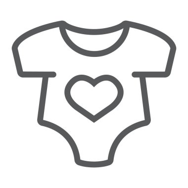 Bebek romper satırı simgesi, yeni doğan ve giyim, takım elbise işareti, vektör grafikleri, Doğrusal model beyaz bir arka plan üzerinde bebeğim.