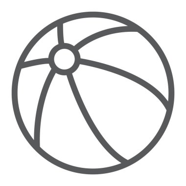 Çocuk topu satırı simgesi, oyuncak ve oyun, balon işareti, vektör grafikleri, Doğrusal model beyaz bir arka plan üzerinde.