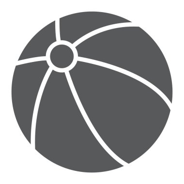 Çocuk topu glif simgesi, oyuncak ve oyun, balon işareti, vektör grafikleri, beyaz zemin üzerinde sağlam bir desen.