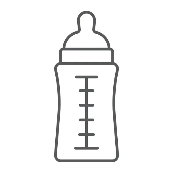 Bebé botella línea delgada icono, alimentación y leche, signo de contenedor, gráficos vectoriales, un patrón lineal sobre un fondo blanco . — Vector de stock