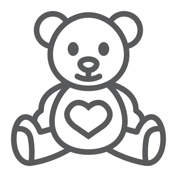 Teddybär Linie Symbol, Kind und Spielzeug, Tierzeichen, Vektorgrafik, ein lineares Muster auf weißem Hintergrund. — Stockvektor