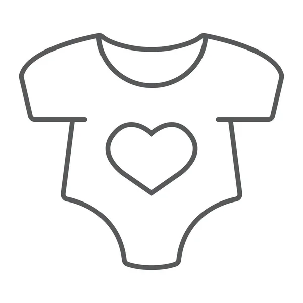 Baby Strampler dünne Linie Symbol, Neugeborenes und Kleidung, Babyanzug Zeichen, Vektorgrafik, ein lineares Muster — Stockvektor
