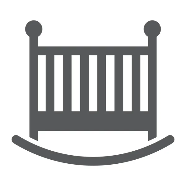 Baby wieg glyph pictogram, kind en bed, kinderbed teken, vector graphics, een effen patroon op een witte achtergrond. — Stockvector