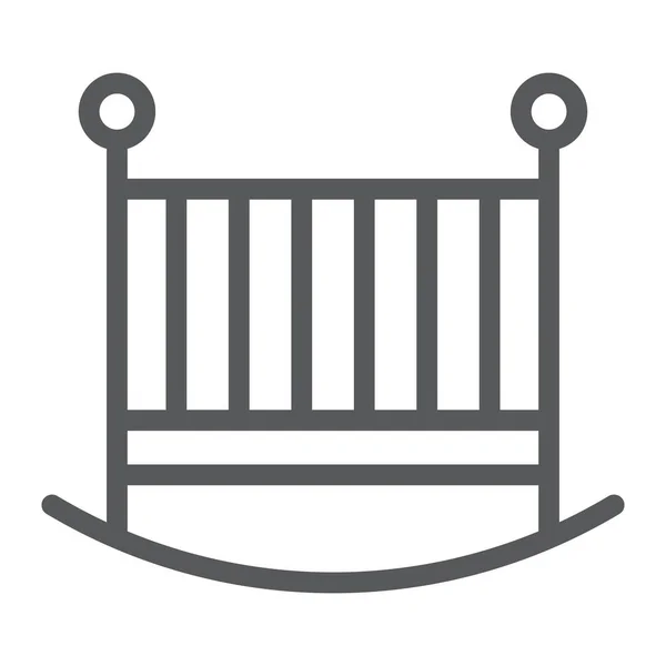 Baby wieg lijn pictogram, kind en bed, kinderbed teken, vector graphics, een lineair patroon op een witte achtergrond. — Stockvector