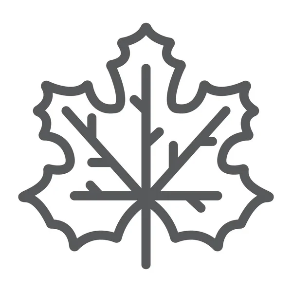 Εικονίδιο γραμμή φύλλου σφενδάμνου, του Καναδά και της φύσης, φθινόπωρο σημάδι, διανυσματικά γραφικά, ένα γραμμικό σε λευκό φόντο. — Διανυσματικό Αρχείο
