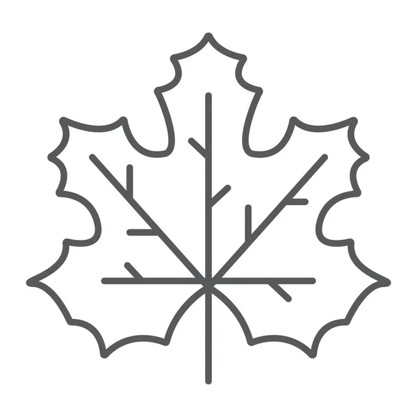 Maple leaf dunne lijn pictogram, canada- en aard, herfst teken, vector graphics, een lineair patroon op een witte achtergrond. — Stockvector