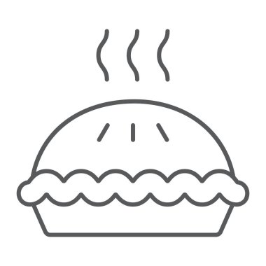 Pasta ince çizgi simgesi, pasta ve yemek, pasta işareti, vektör grafikleri, doğrusal bir desen