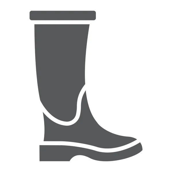 Glifo de bota de goma icono, calzado y protección, letrero de galoshes, gráficos vectoriales, un patrón sólido sobre un fondo blanco . — Vector de stock