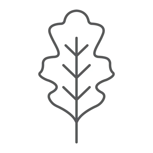 Feuille de chêne fine icône de ligne, nature et botanique, signe de feuillage, graphiques vectoriels, un motif linéaire sur un fond blanc . — Image vectorielle