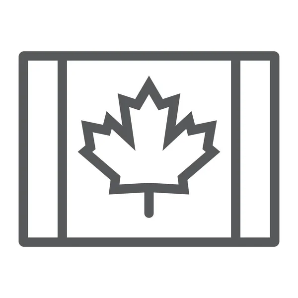 Canadese vlag lijn pictogram, canada en esdoorn, blad teken, vector graphics, een lineair patroon op een witte achtergrond. — Stockvector