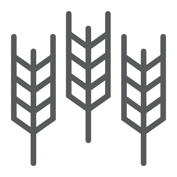 Ikona čáry pšenice, obilí a lepek, znamení chleba, vektorové grafiky, lineární vzor na bílém pozadí. — Stockový vektor