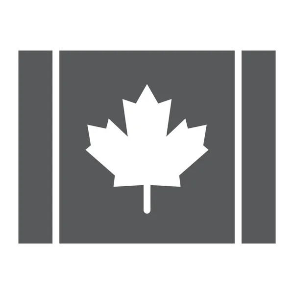 カナダ国旗グリフ アイコン、カナダ、メープル リーフ印、ベクトル グラフィックス、白い背景の上の固体パターン. — ストックベクタ