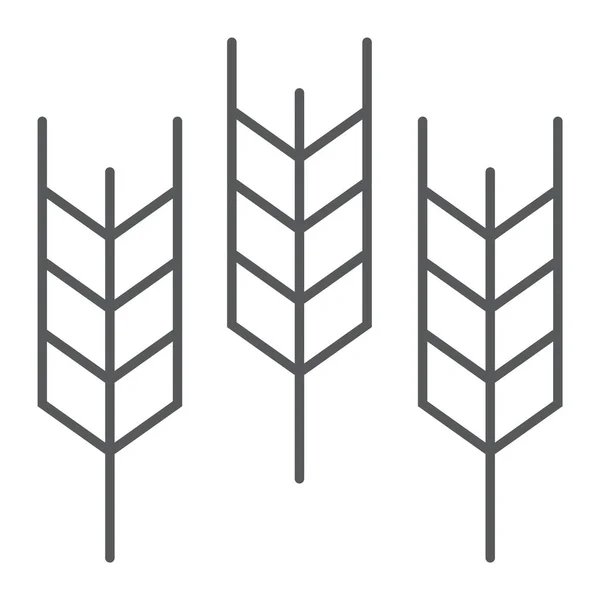 Weizen dünne Linie Symbol, Getreide und Gluten, Brot Zeichen, Vektorgrafik, ein lineares Muster auf weißem Hintergrund. — Stockvektor