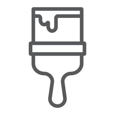 Boya fırça satırı simgesi, aracı ve onarım, ressam işareti, vektör grafikleri, Doğrusal model beyaz bir arka plan üzerinde.