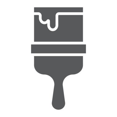 Boya fırça glif simgesi, aracı ve onarım, ressam işareti, vektör grafikleri, beyaz zemin üzerinde sağlam bir desen.