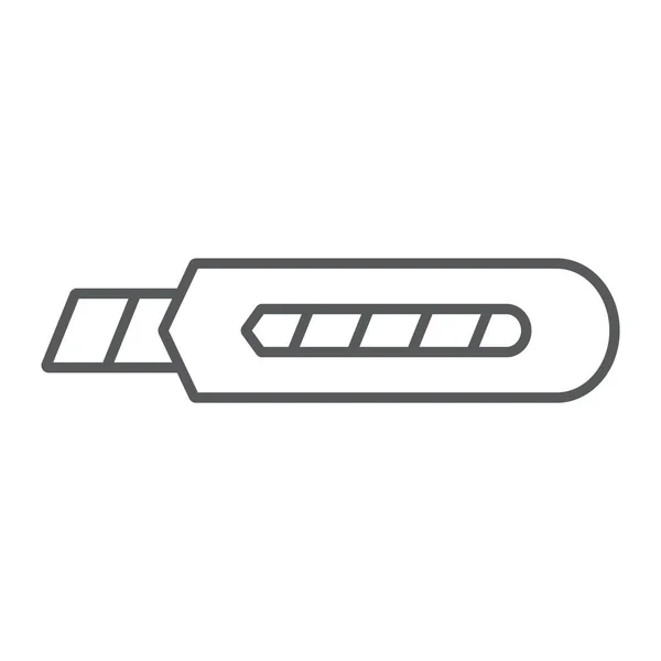Schreibwarenmesser dünne Linie Symbol, Werkzeug und Reparatur, boxcutter Zeichen, Vektorgrafik, ein lineares Muster auf weißem Hintergrund. — Stockvektor