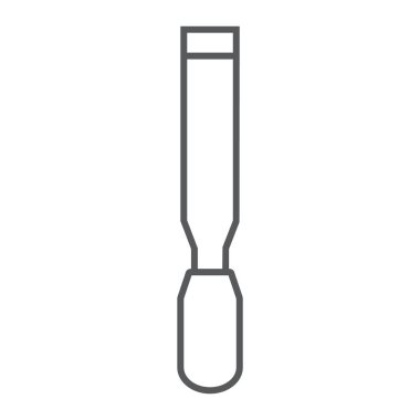 Keski ince çizgi simgesi, aracı ve onarım, marangoz işareti, vektör grafikleri, Doğrusal model beyaz bir arka plan üzerinde.