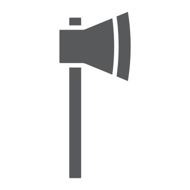 Axe glif simgesi, alet ve ekipman, balta işareti, vektör grafikleri, beyaz zemin üzerinde sağlam bir desen.