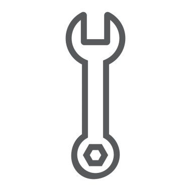 Satırı simgesi, aracı ve onarım, anahtar işareti, vektör grafikleri, Doğrusal model beyaz bir arka plan üzerinde anahtarı.