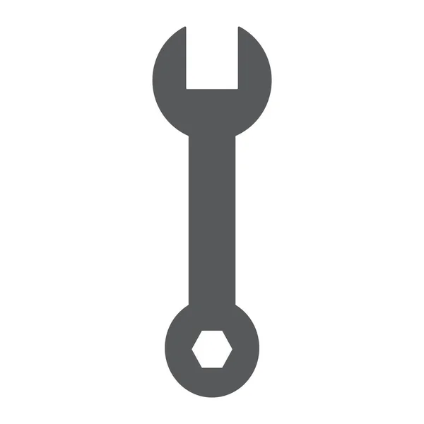 Sleutelmaat glyph pictogram, gereedschap en reparatie, spanner teken, vector graphics, een effen patroon op een witte achtergrond. — Stockvector