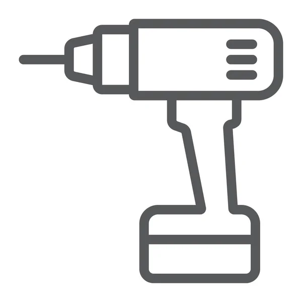 Icono de línea de perforación eléctrica, herramienta y reparación, signo del destornillador, gráficos vectoriales, un patrón lineal sobre un fondo blanco . — Vector de stock