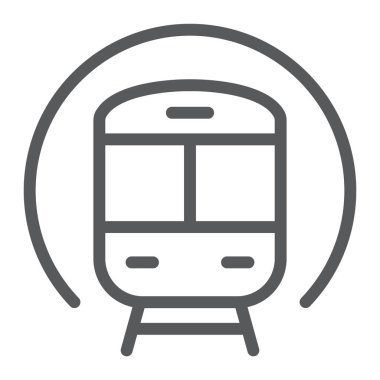 Tren satırı simgesi, demiryolu ve seyahat, Metro işareti, vektör grafikleri, Doğrusal model beyaz bir arka plan üzerinde.