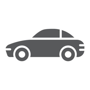 Araba glif simgesi, trafik ve araç, otomobil işareti, vektör grafikleri, beyaz zemin üzerinde sağlam bir desen.