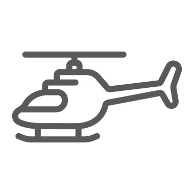 Helikopter satırı simgesi, ulaşım ve helikopter, uçak işareti, vektör grafikleri, Doğrusal model beyaz bir arka plan üzerinde.