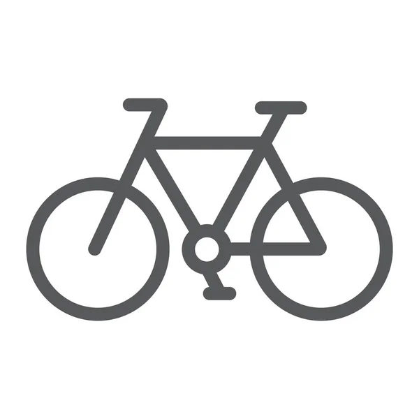 Значок велосипедной линии, велосипед и спорт, знак велосипеда, векторная графика, линейный узор на белом фоне . — стоковый вектор