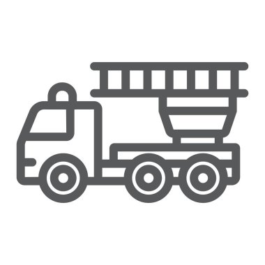 İtfaiye satırı simgesi, acil durum ve vektör grafikleri, Doğrusal model beyaz bir arka plan üzerinde yangın, itfaiye işareti,.