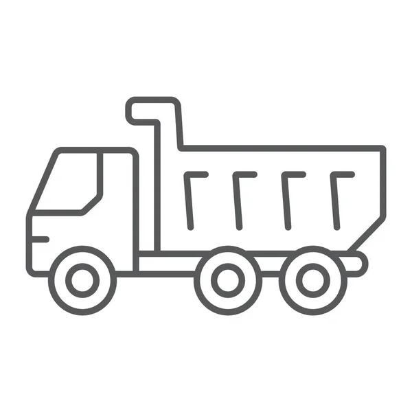 Dump truck thin line icon, vehicle and construction, car sign, vector graphics, a linear pattern on a white background. — Stock Vector