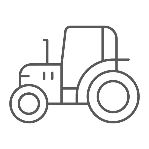 Иконка тонкой линии трактора, ферма и сельское хозяйство, знак транспортного средства, векторная графика, линейный узор на белом фоне . — стоковый вектор