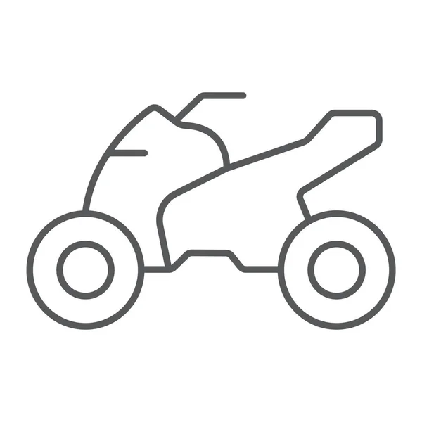 Quadbike icono de línea delgada, bicicleta y extrema, ATV signo de la motocicleta, gráficos vectoriales, un patrón lineal sobre un fondo blanco . — Vector de stock