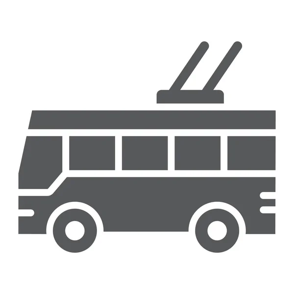 Trolleybus glyph pictogram, vervoer en openbare, verkeersbord, vector graphics, een effen patroon op een witte achtergrond. — Stockvector