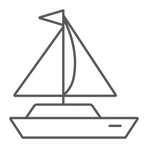 Yacht Thin Line Icon, Transport und Schiff, Bootsschild, Vektorgrafik, ein lineares Muster auf weißem Hintergrund. — Stockvektor