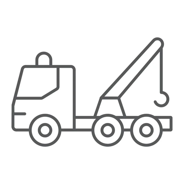 Tow truck thin line icon, transport and service, emergency sign, vector graphics, a linear pattern on a white background. — Stock Vector