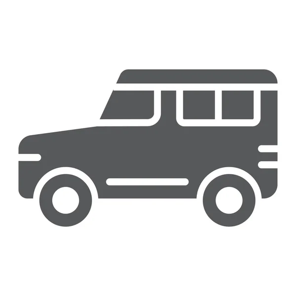 Ikony glyfů SUV, dopravy a auto, značka auta, vektorové grafiky, solidní vzor na bílém pozadí. — Stockový vektor
