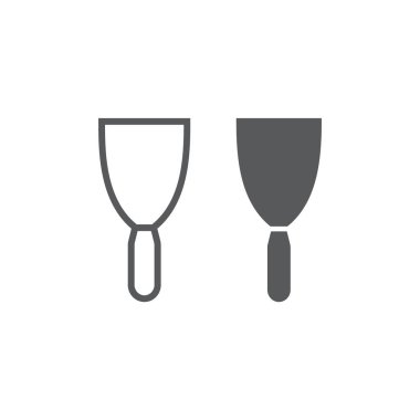 Macun bıçak satır ve karakter simgesi, aracı ve Sıyırıcı, işareti spatula, vektör grafikleri, Doğrusal model beyaz bir arka plan üzerinde