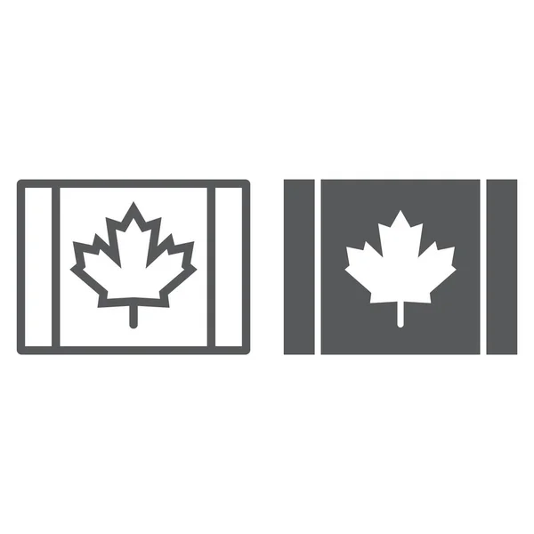 Canadese vlag lijn en glyph pictogram, canada en esdoorn, blad teken, vector graphics, een lineair patroon op een witte achtergrond. — Stockvector