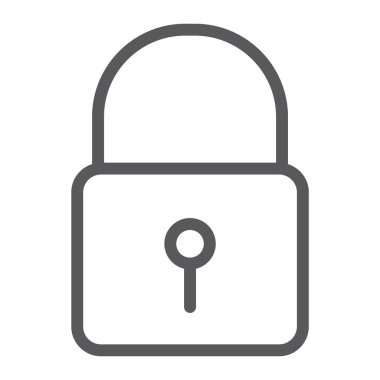 Kilit satırı simgesi, güvenlik ve asma kilit kilit işareti, vektör grafikleri, Doğrusal model beyaz bir arka plan üzerinde kapı,.