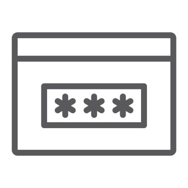 Parola satırı simgesi, güvenlik ve erişim, tarayıcı işareti, vektör grafikleri, Doğrusal model beyaz bir arka planda eps 10.