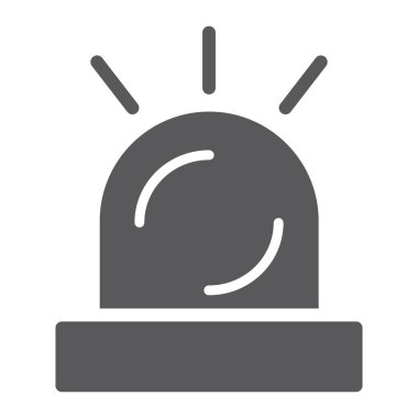 Uyarı glif simgesi, dikkat ve siren, alarm işareti, vektör grafikleri, beyaz zemin üzerinde sağlam bir desen.