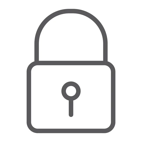 Lock Line Icon, Sicherheits- und Vorhängeschloss, Türschlossschild, Vektorgrafik, ein lineares Muster auf weißem Hintergrund. — Stockvektor