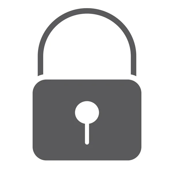 Verrouillez l'icône de glyphe, la sécurité et le cadenas, le signe de serrure de porte, les graphiques vectoriels, un motif solide sur un fond blanc . — Image vectorielle