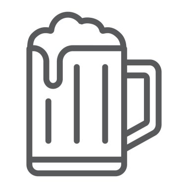 Bira satırı simgesi, içki ve alkol, bira işareti, vektör grafik, bir doğrusal model beyaz bir arka plan üzerinde.