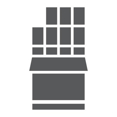 Çikolata glif simgesi, kakao ve gıda, tatlı işareti, vektör grafikleri, beyaz zemin üzerinde sağlam bir desen.