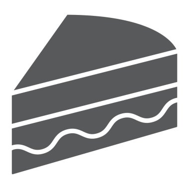 Parça kek glif simgesi, tatlı ve yemek, pasta işareti, vektör grafikleri, beyaz zemin üzerinde sağlam bir desen.