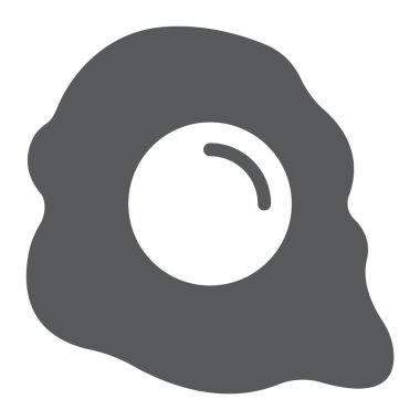 Kızarmış yumurta glif simgesi, kahvaltı ve yemek, omlet işareti, vektör grafikleri, beyaz zemin üzerinde sağlam bir desen.