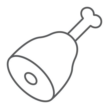 Bacak jambon ince çizgi simgesi, yemek ve gıda, et işareti, vektör grafikleri, Doğrusal model beyaz bir arka plan üzerinde.