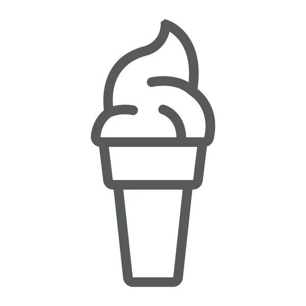 아이스크림 선 아이콘, 음식과 디저트, 달콤한 서명, 벡터 그래픽, 흰색 배경에 선형 패턴. — 스톡 벡터